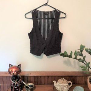 Chic Black Vest with Striped Back